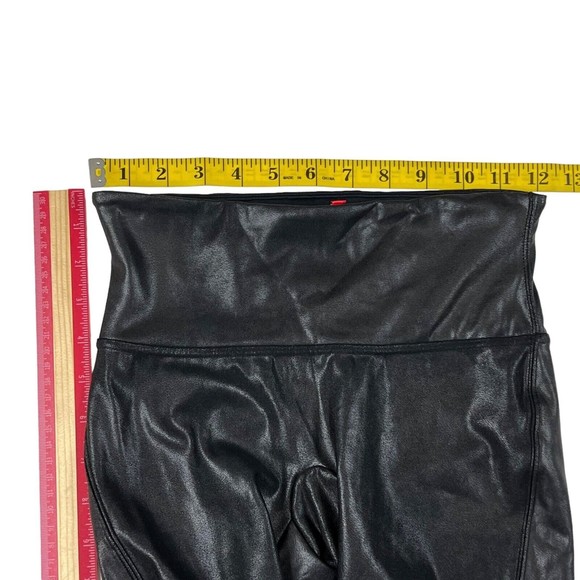 Spanx Ready To Wow Black Faux Leather Leggings Womens Size Small 2437 High Waist - Picture 8 of 10